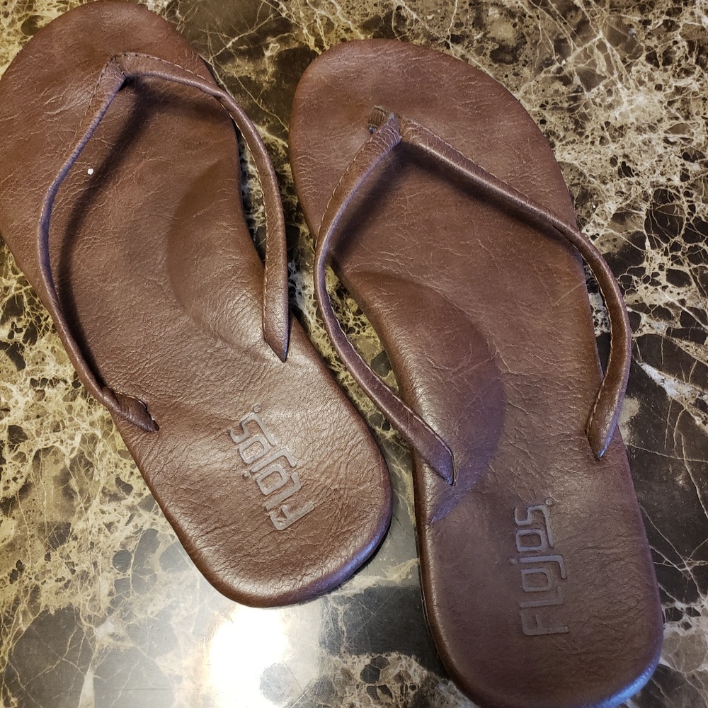 Brown flip flops